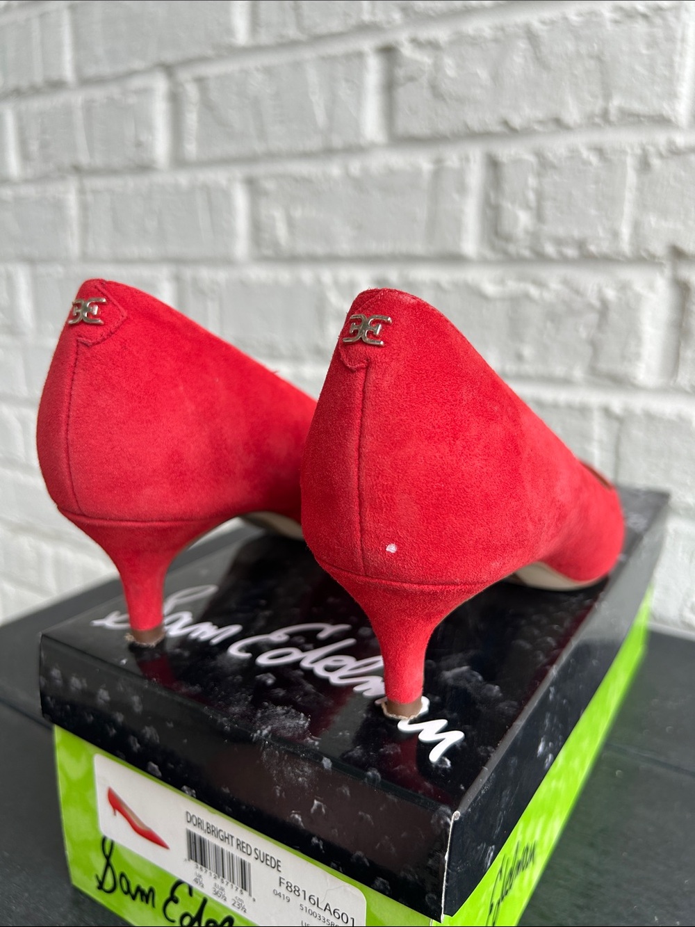 Sam Edelman Red Suede Pointed-Toe Heels - Picture 4 of 9